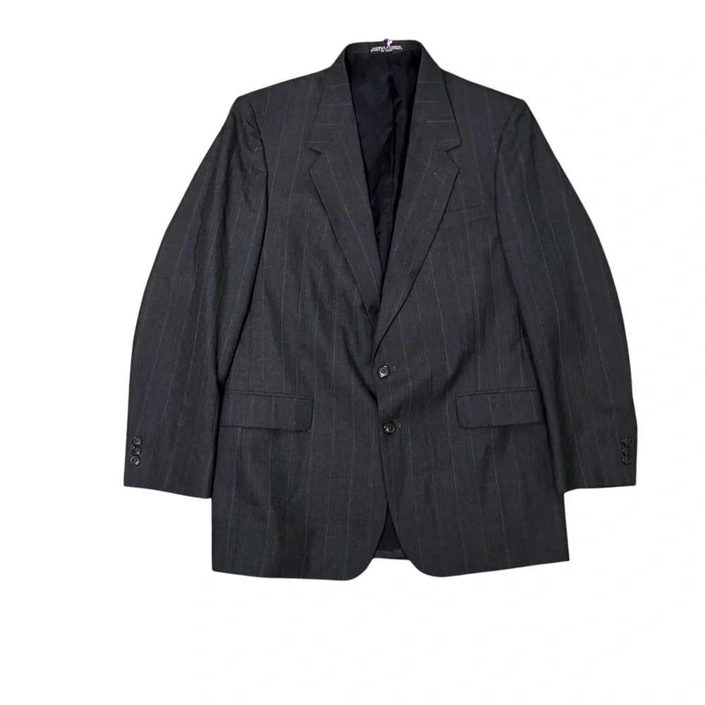 Vintage 90s Y2K Towncraft Pinstripe Suit 2-Piece Worsted Wool Gray 42L
